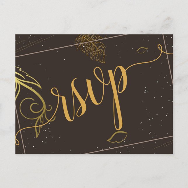 Cartão-postal de convite para rsvp, de cor castanh (Frente)