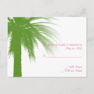 Cartão Postal De Convite Paraíso tropical em verde e rosa