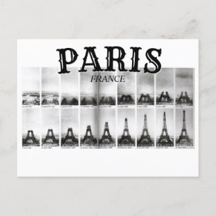 Cartão Postal De Convite Paris França - Eiffel Tower Vintage Construction