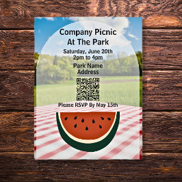 Cartão Postal De Convite Parque Picônico da Empresa QR Code Watermelon