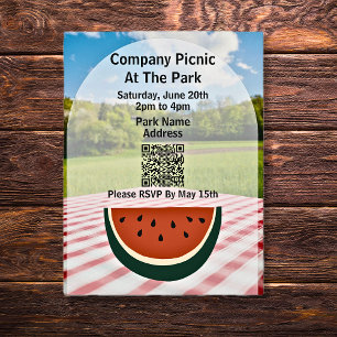 Cartão Postal De Convite Parque Picônico da Empresa QR Code Watermelon