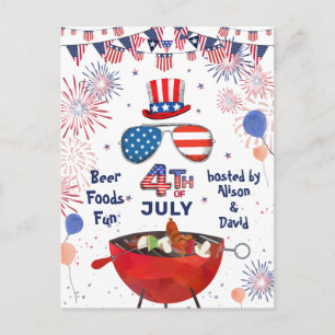 Cartão Postal De Convite Partido de CHURRASCO do Independence Day American