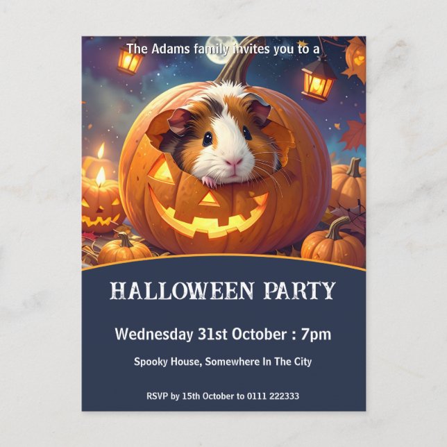 Cartão Postal De Convite Partido do Dia das Bruxas de Suíno (Frente)