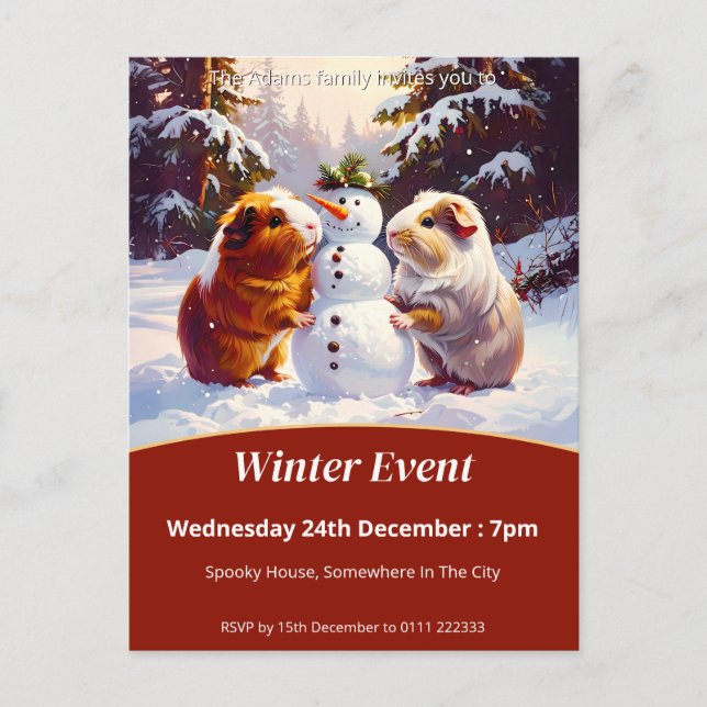 Cartão Postal De Convite Partido do Inverno da Guiné (Frente)