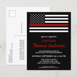 Cartão Postal De Convite Partido Modern Thin Red Fire Retirement