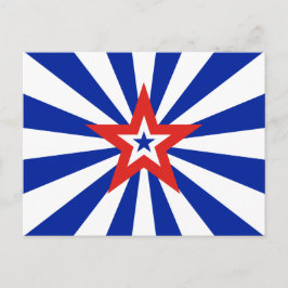Cartão Postal De Convite Partido Patriótico Azul Americano Starburst