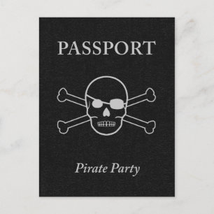 Cartão Postal De Convite passaporte da festa pirata