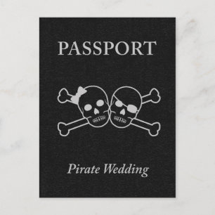Cartão Postal De Convite passaporte de casamento pirata