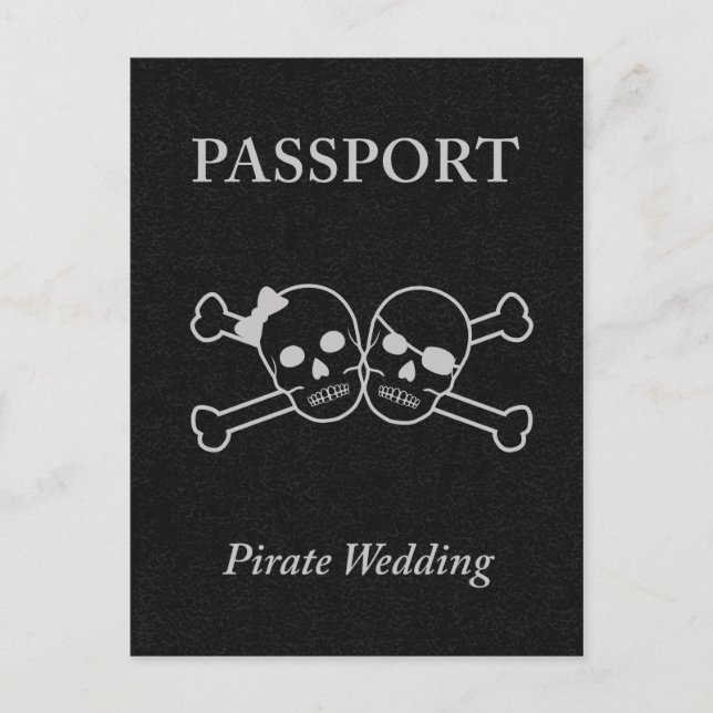 Cartão Postal De Convite passaporte de casamento pirata (Frente)