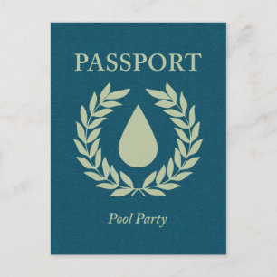 Cartão Postal De Convite passaporte de piscina