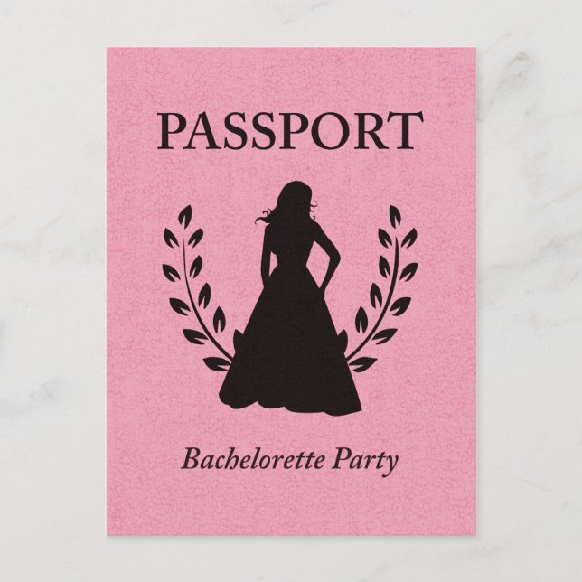 Cartão Postal De Convite passaporte festa de solteira (Frente)