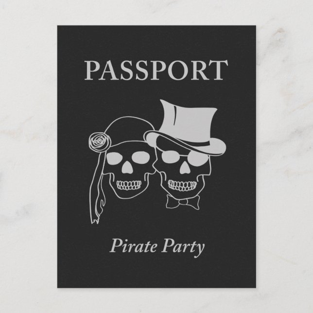 Cartão Postal De Convite passaporte para um partido pirata (Frente)