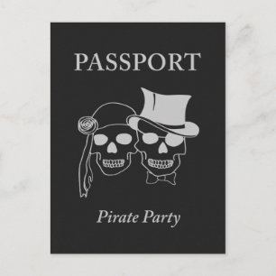 Cartão Postal De Convite passaporte para uma festa pirata