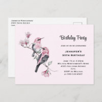 Pássaros Caninos Rosa em um Ramo de Árvore Anivers