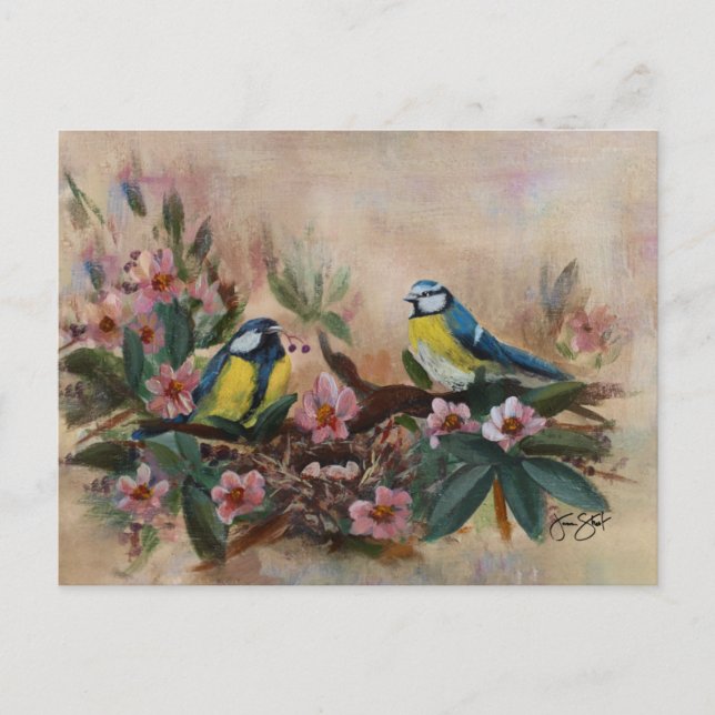 Cartão Postal De Convite Pássaros do Dia das Mães (Frente)