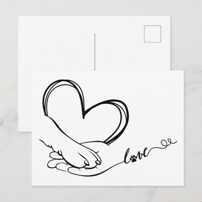 Cartão Postal De Convite Pata e Amor Mão (Frente/Verso)