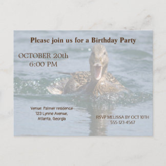 Cartão Postal De Convite Pato com bico aberto
