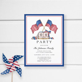 Cartão Postal De Convite Patriótica Elegante EUA Bandeira 4 De Julho