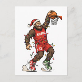 Cartão Postal De Convite Pé Grande Sasquatch Basquete Natal 2026 Feriado