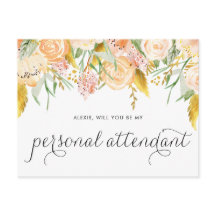 Peach Flowers Gold Foil É Meu Atendedor Pessoal