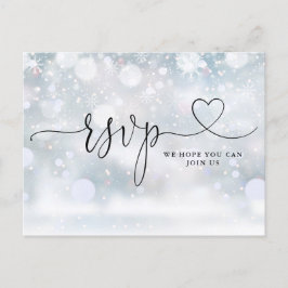 Cartão Postal De Convite Pedido de Música de Inverno com Coração em Script
