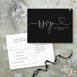 Cartão Postal De Convite Pedido de música de letra de coração preto e branc