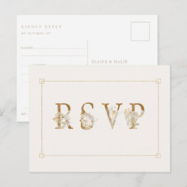 Cartão Postal De Convite Pedido de Música de Resposta de Casamento Floral D