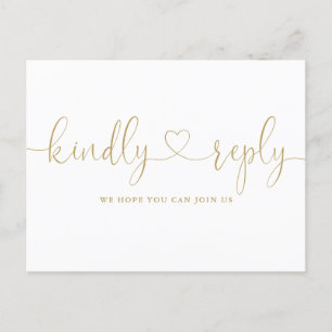 Cartão Postal De Convite Pedido de Música de Rota de Coração de Ouro RSVP