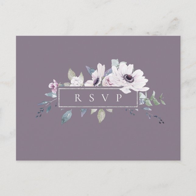 Cartão Postal De Convite Pedido de música de RSVP de casamento floral viole (Frente)