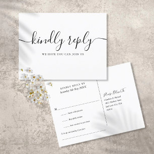 Cartão Postal De Convite Pedido de Música Elegante RSVP Preto e Branco