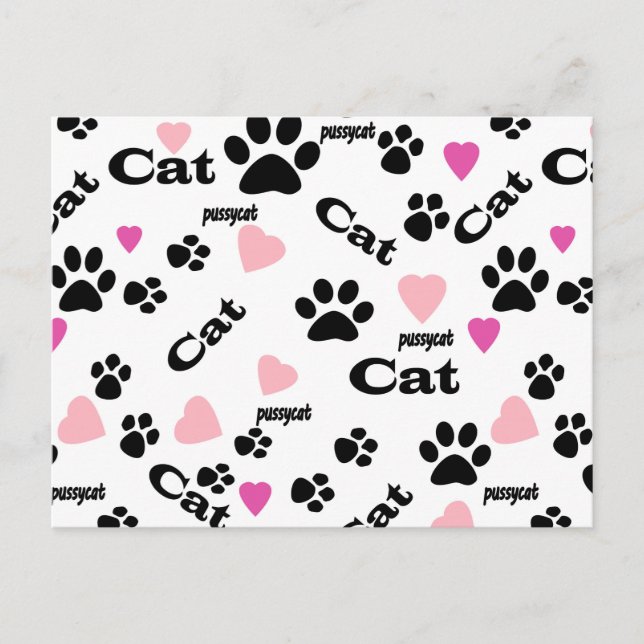 Cartão Postal De Convite Pegadas de gato (Frente)