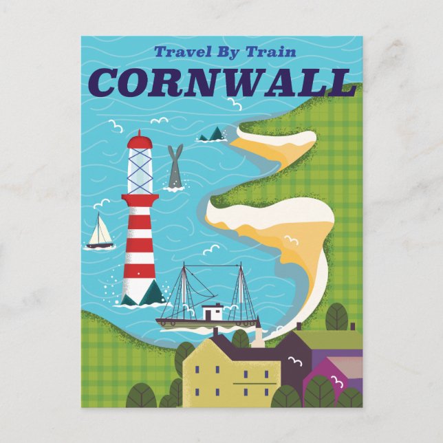 Cartão Postal De Convite Pegue um trem para Cornwall (Frente)