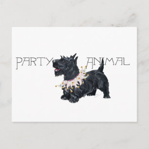 Cartão Postal De Convite Pequeno Scottie Animal de Festa
