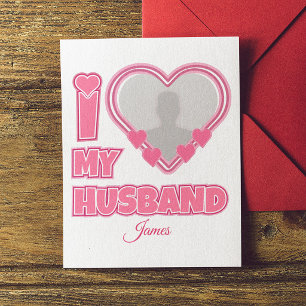 Cartão Postal De Convite Personalizado Eu Amo Meu Marido - Adicionar Fotogr