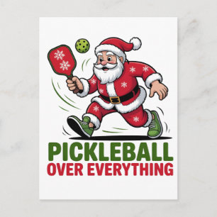 Cartão Postal De Convite Pickleball Acima de Tudo Pickleball Papai Noel