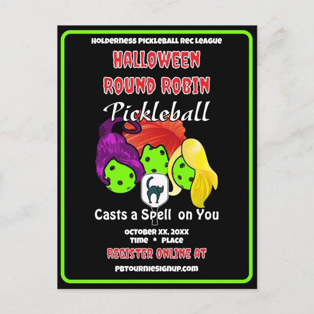 Cartão Postal De Convite Pickleball Halloween Party Witches Casts A Spell (Frente)
