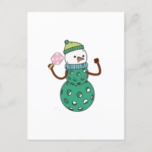 Cartão Postal De Convite Pickleball Snowman Engraçado Natal Natal