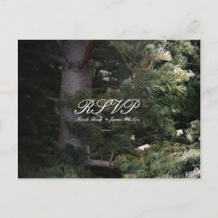 Cartão Postal De Convite Pine Tree Rustic Forest Woods Casamento RSVP