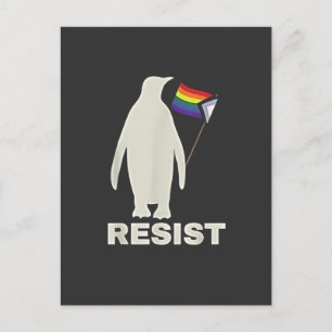 Cartão Postal De Convite Pinguim resistente contra tarifas LGBT Anti Trump