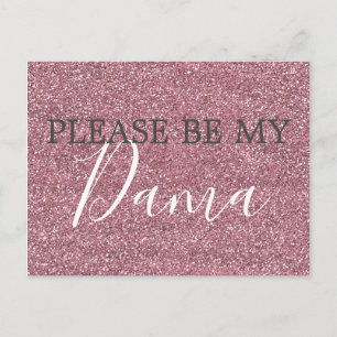 Cartão Postal De Convite Pink Faux Glitter Dama Quinceanera Proposta