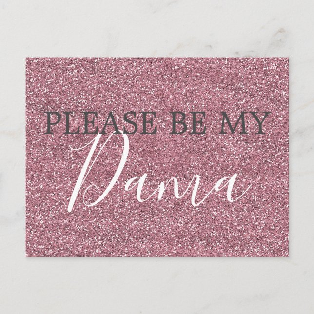 Cartão Postal De Convite Pink Faux Glitter Dama Quinceanera Proposta (Frente)