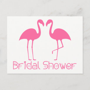 Cartão Postal De Convite Pink Flamingos Chá de Noiva Tropical Luau de Verão