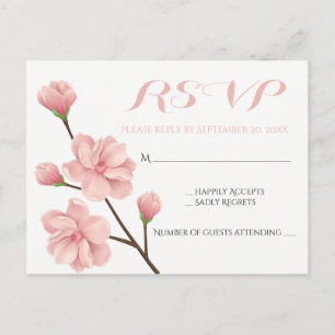 CARTÃO POSTAL DE CONVITE PINK RSVP FLORRY BLOSSOMS