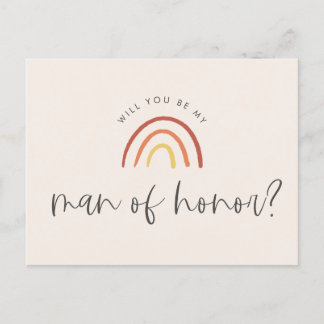 Cartão Postal De Convite Pink Terracotta Rainbow Man of Honor Proposta