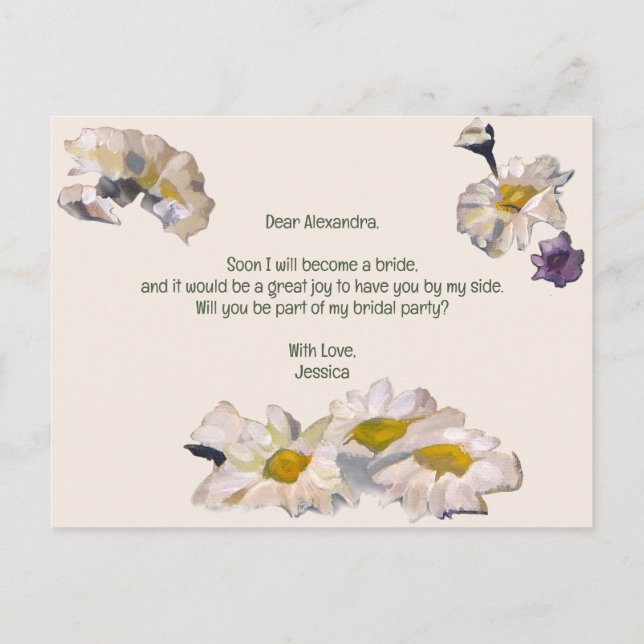 Cartão Postal De Convite Pintado, Você Será Minha Flor (Verso)