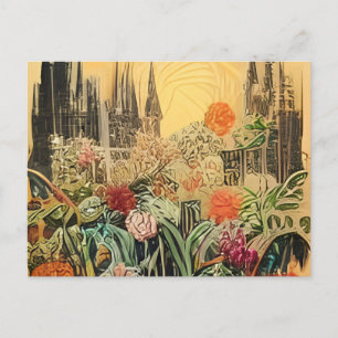 Cartão Postal De Convite pintura de um vaso cheio de flores