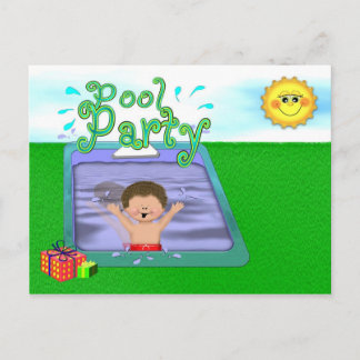 Cartão Postal De Convite Piscina Party Boy
