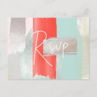 PixDezines Modern Coral Seafoam RSVP c/Escolha da 