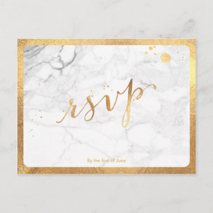 Cartão Postal De Convite PixDezines RSVP/FAUX DOURADO/MARBLE/FUN SCRIPT