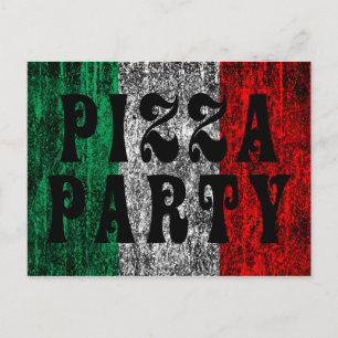 Cartão Postal De Convite pizza party (bandeira italiana)